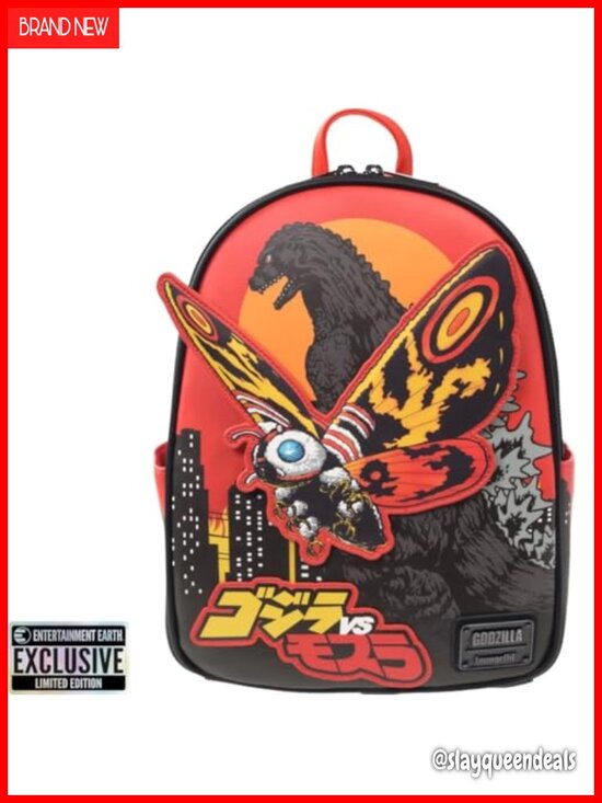 Kaiju Faux Leather Midsize Backpack Moving Mothra Applique Loungefly
